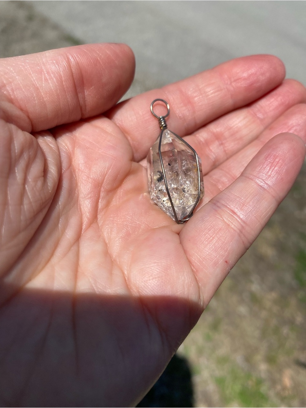 Clear Crystal Wire-Wrapped Pendant - Handmade Women Jewelry